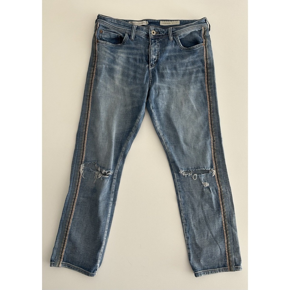 Pilcro & The Letterpress Side‑Stripe Slim Boyfriend Jeans – Distressed – Size 29